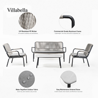 Canapé d'extérieur de luxe en rotin, mobilier de jardin moderne, résistant aux intempéries, ensemble de salon de qualité hôtelière