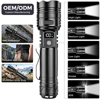 Lampe torche laser blanche zoomable longue portée 900LM, étanche IP66, rechargeable par Type-C avec clip ceinture pour camping et randonnée en extérieur