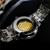 Montre mécanique automatique vintage pour homme, squelette ajouré, phase de lune, lumineuse, en acier inoxydable, résistante à l'eau 30M