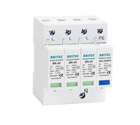 Dispositif de protection contre les surtensions triphasé industriel BR275-20 3+1 20kA T2, IP20, certifié CE, UL94-V0, équipement électronique