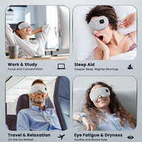 Masque chauffant pour les yeux Aofit sans fil avec port Type-C, en satin de spandex, pour les yeux secs, à utiliser à la maison ou en voyage, avec bouton