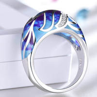 Cincin Kawin Enamel Bunga Buatan Tangan S925 Warna-warni Mode Eropa dan Amerika Terbaru