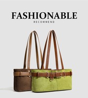 Sac baguette en daim PU pour femme avec boucle de ceinture, style vintage Y2K, sac épaule sous le bras, logo personnalisé, vente en gros