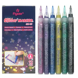 Flymar marcador de tinta com glitter 0.7mm, náilon boa largura para escrever para caráter