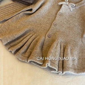 Girls Knitted Cardigan Thickening Solid Color Cotton Sweater With Label For Kids Autumn Spring Wear - Product Image 4