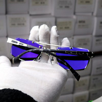 Lunettes de soleil sans monture EXIA, monture en titane et acétate avec verres photochromiques MR-8 1.61, revêtement miroir argenté SHMC UV400 KD5S-X37-CUT51
