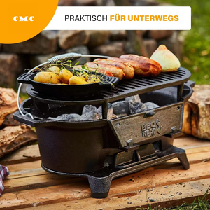 Barbecue portable d'extérieur <span class=keywords><strong>en</strong></span> <span class=keywords><strong>fonte</strong></span> pour 3 à 5 personnes, durable, écologique, avec dispositif de sécurité flamme, foyer de camping, brasero à poignée - Product Image 5