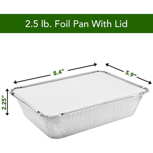 1000 Packs 2.25LB PP Plastic Oblong Food Grade Disposable <b>Foil</b> <b>Container</b> with Plastic Lid Wholesale - Product Image 2