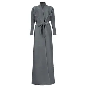 Fashion New Design Women Pleated Trench Coat Plus Size Scarf Collar Shawl Ladies Miyake Pleats Long Coat Casual Polyester Woven