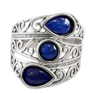 Anello in Argento A111 con Pietre Blu, Gioiello Unisex per Uso Quotidiano - Product Image 2