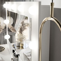 Coiffeuse blanche minimaliste en usine avec grand miroir et lumières LED à 5 tiroirs pour chambre à coucher