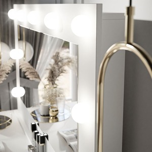 Coiffeuse blanche minimaliste en usine avec grand miroir et lumières LED à 5 tiroirs pour chambre à coucher - Product Image 3