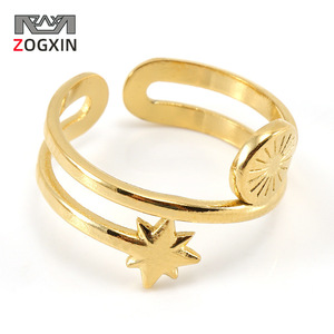 ZOGXIN Gold Plated Star Open Ring For Women Minimalist Design Fashion Jewelry Gift - Product Image 1