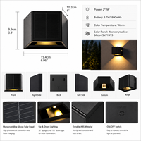 Applique murale solaire extérieure IP65 étanche, éclairage haut et bas, 3 panneaux solaires, charge USB, lampe murale LED pour jardin, patio, clôture