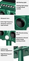 Répulsif solaire infrarouge pour animaux, mode réglable, lumières stroboscopiques clignotantes, répulsif pour chat, chien, écureuil, rat, raton laveur, cerf, piles