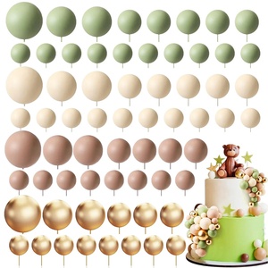 72 Parça Top Şeklinde Pişirme Malzemeleri Yeşil Kahverengi Altın Dekorasyon Seti Erkek Kız Bebek Partisi Doğum Günü Partisi ve Parti Malzemeleri için - Product Image 1