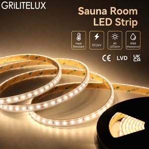Tira de LED para Sauna SMD3030 DC24V 80LEDs/m 4.8W Ra>80 Blanco Frío Resistente al Calor Rollo de 5m Longitud de Corte de 50mm para Interiores de Sauna - Product Image 1