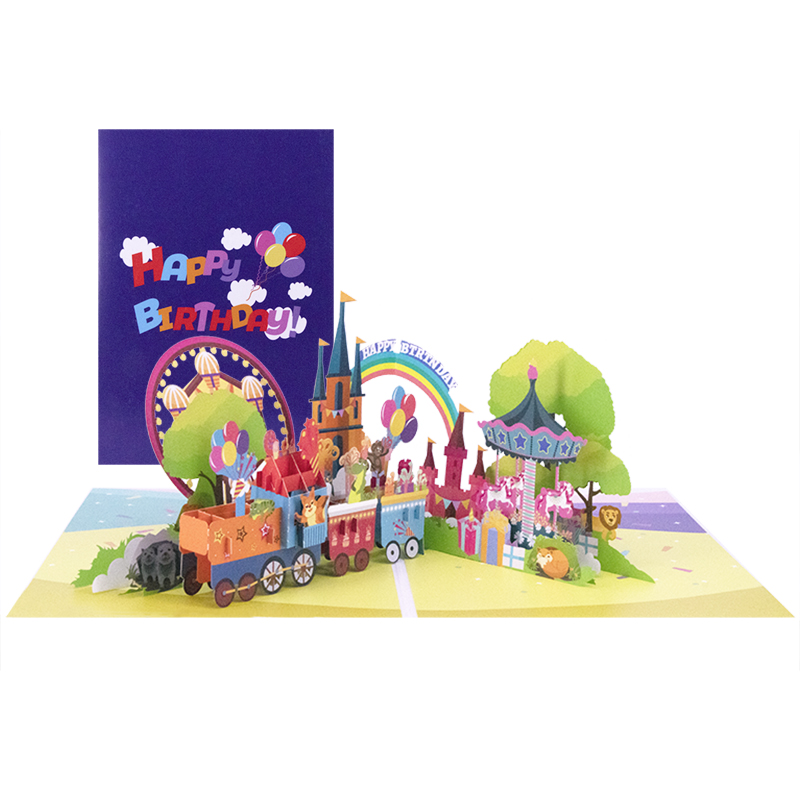 Wholesale Customizable Size Paper 3D Popup Birthday Greeting Cards With UV Printing
