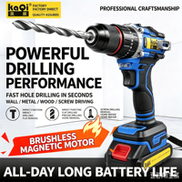 Taladro Inalámbrico KBL-2110-60B de Alto Torque 21V, Atornillador Inalámbrico, Taladro Industrial para Perforar Metal y Madera
