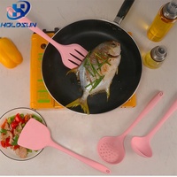 Spatule de cuisine multifonctionnelle rose en silicone, petite, à fentes, résistante à la chaleur, antiadhésive, pour la maison et la cuisine