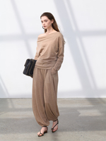 Pull-over en cachemire pur à 100 % pour femme, tricoté, col drapé asymétrique, dos tombant, bord roulé, manches longues, doux et chaud