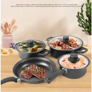 13-Piece Sustainable Metal <strong>Cookware</strong> <strong>Set</strong> Includes Milk Pot Soup Pot Flat Bottomed Small Frying Pan Lid Essential <strong>Kitchenware</strong> - Product Image 4