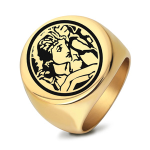Bague en acier inoxydable de 22mm avec personnage de dessin animé, bijoux ronds pour hommes, cadeau provenant d'Europe et d'Amérique - Product Image 2
