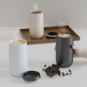 แก้วกาแฟเซรามิกแบบพกพา ใช้ซ้ำได้ แก้วกาแฟพอร์ซเลนสุดหรู แก้วกาแฟแบบพกพาสองชั้นเก็บอุณหภูมิ - Product Image 3