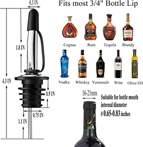 Boquillas de Acero Inoxidable para Llenar Botellas de Licor, Aceite, Vinagre y Vino, con Tapas de Goma Antipolvo, Herramientas de Bar para Bartending - Product Image 2