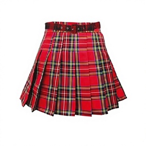 Minigonna a pieghe a quadri per ragazze, stile uniforme scolastica casual, <span class=keywords><strong>gonna</strong></span> alla moda per bambini con motivo a quadretti rosso e nero - Product Image 3