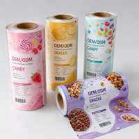 Film plastique en rouleau pour emballage alimentaire avec logo imprimé personnalisé, flexible, résistant à l'humidité, pour les en-cas, les chips, les emballages alimentaires