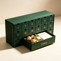 Boîte de calendrier de l'avent personnalisée, boîte en papier rigide à plusieurs tiroirs pour compte à rebours des fêtes