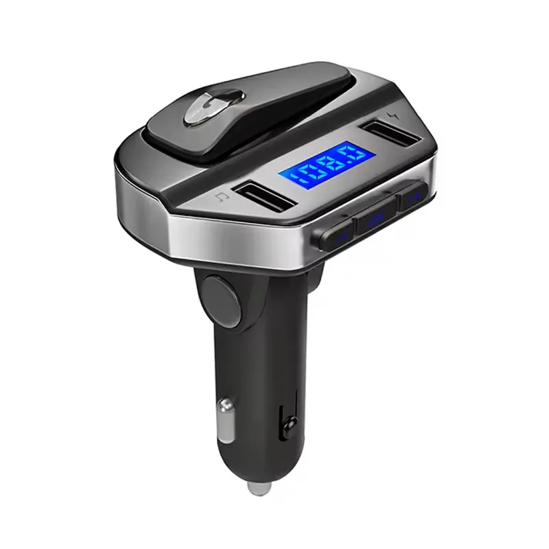 Dual USB Fast Phone Car Charger LED Display Music Playing Mp3 Player Car Kit Bluetooth Connection With Bluetooth earphones Fm Tr