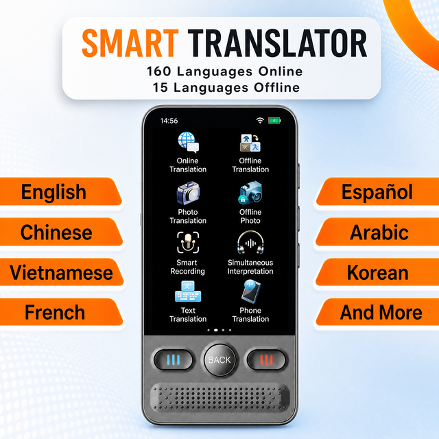 AI Translator Device Real Time Voice Translation 160 Languages ChatGPT Support Portable for Travel Business Study