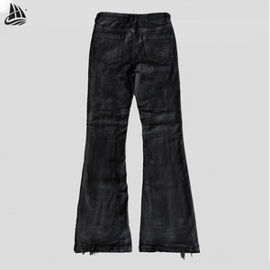 <span class=keywords><strong>Jeans</strong></span> Denim Svasati Personalizzati da <span class=keywords><strong>Uomo</strong></span> a <span class=keywords><strong>Vita</strong></span> <span class=keywords><strong>Bassa</strong></span>, Stile Bootcut Vintage con Finitura Cerata, OEM all'Ingrosso - Product Image 2
