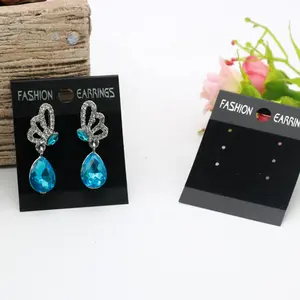 Logo Kustom Dicetak Anting Hitam Kemasan Kartu Pemegang Gantung Pvc Beludru Kertas Kartu Kait Perhiasan Kardus Stud Earring Packagi