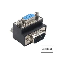 Adaptor VGA Male ke Female Sudut Kanan 90 Derajat Berlapis Emas Tembaga ABS Merek OEM untuk Kartu TV Monitor