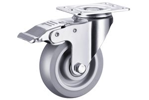 Roulettes pivotantes pour meubles de 5 pouces avec roulement à billes et frein, roue en PVC, capacité de charge de 40 kg, pour une utilisation en cuisine et au bureau - Product Image 2