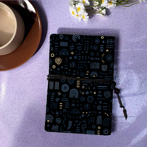 Cuaderno A6 de estilo vintage hecho a mano, carpeta de metal de 80 hojas para profesionales que trabajan con círculos, líneas, arcos y cuadrados Patt - Product Image 3