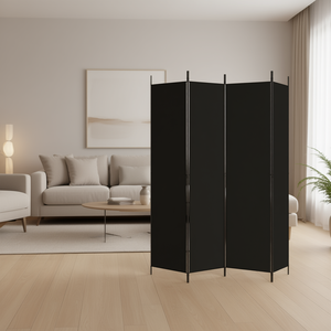 Separador de Ambientes de Tela Negra de 5 Paneles, 98.4x86.6 Pulgadas, Plegable, Diseño Minimalista - Product Image 2
