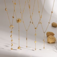 Collier chaîne à maillons en Y classique plaqué or, fabriqué en usine, avec motifs Soleil, Lune et Étoile, pour femme, avec verre – Nouvelle collection en promotion