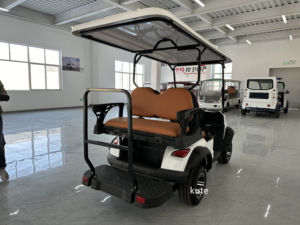 Voiturette de golf électrique Kute 4 places blanche avec sièges et auvent orange - Product Image 4
