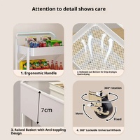 Chariot de rangement métallique à étagères rotatives, étagère de placard moderne à trois niveaux, support de rangement pliable en acier au carbone avec roulettes