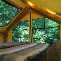 Grande tente de glamping gonflable pour 8 personnes, 1 chambre, 1 salon, imperméable, coupe-vent, tente de camping familiale de luxe pour l'extérieur