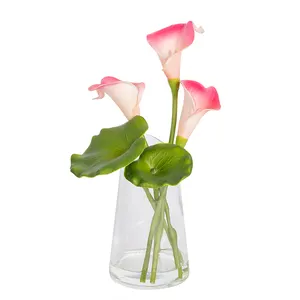 2021 beliebte künstliche Blumen Mini PU Calla Lily & Lotusblatt in Vase Hochzeit Heimdekoration Herbst Garden Dekor Plantage
