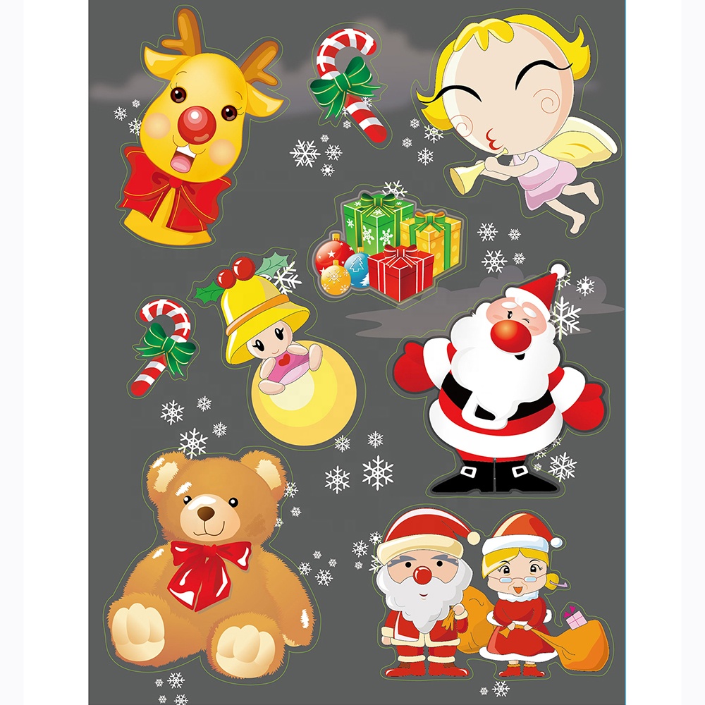static cling glitter snowflake christmas stickers roll static party decorative wall alphabet pvc waterproof stickers label tree