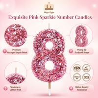 Bougies d'anniversaire de luxe avec chiffres 0-9 en sequins roses, finition scintillante de haute qualité, décorations de gâteau pour toutes les occasions