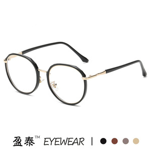 แว่นตา Yingtai กรอบทรงกลมแบบไม่สมมาตร วัสดุ TR90 กรอบเต็ม ป้องกันแสงสีฟ้า เลนส์ใส สำหรับทุกเพศ - Product Image 2