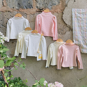 Vendita all'ingrosso di nuove magliette a collo semi-alto in stile coreano per ragazze, ideali per l'autunno, <span class=keywords><strong>con</strong></span> motivo floreale primaverile e grazioso. - Product Image 1