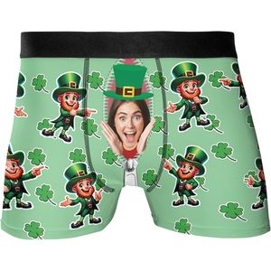 <b>Custom</b> Men's <b>Boxer</b> Briefs With Face Photo Print St. Patrick's Day Leprechaun Design Soft Knitted Underwear For Fun Gifts - Product Image 1